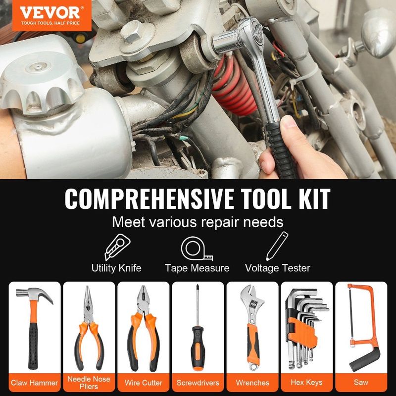 Tool Kit 216 Piece General Household Hand Tool Set Home Repairing Tool Kit With Portable Tool Storage Case HighQuality Steel F_voghion.com