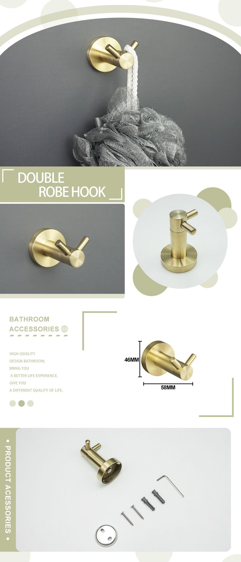 Escovado ouro 304 aço inoxidável toalheiro barra de toalha porta-lenços gancho para roupas linha gancho saboneteira banheiro pingente terno_voghion.com