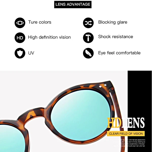 Sunclasses Homme Femme Miroir Rond Vintage Rétro '' Cobalt Rond_voghion.com