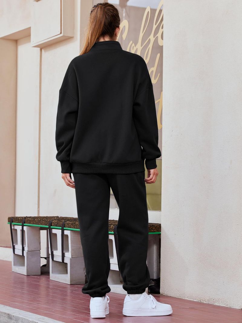 Women's Casual Solid Color Hoodie & Pants Set With Pockets - Comfortable Loungewear, Streetwear, Workout Outfit For Everyday Wear_voghion.com