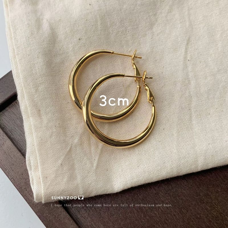 Cerchio grande classico e semplice per donna, stile vintage da pendolare, stile fresco ed elegante, cerchio minimalista con ago in argento_voghion.com