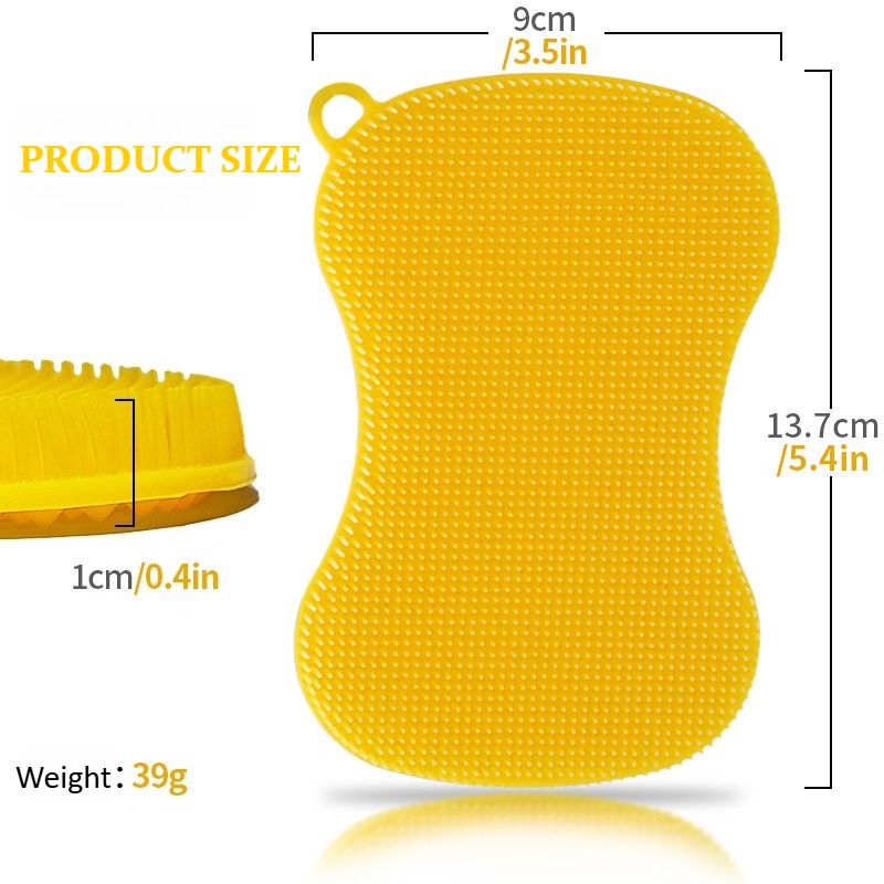 Spazzola multiuso in silicone per uso alimentare | Spazzola per la pulizia dei piatti e del viso | Spazzola in silicone 2 in 1 | Strumento per la pulizia della cucina e della cura personale_voghion.com