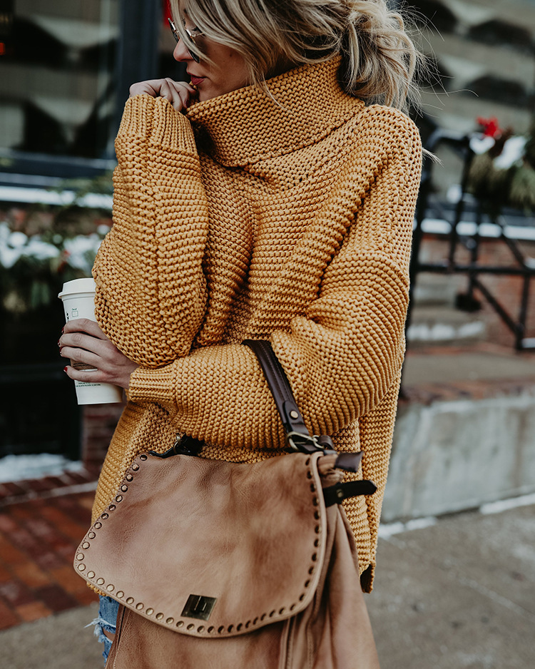 Women's Clothing Autumn and Winter New Thick e Long-sleeved Turtleneck Pullover Sweater_voghion.com