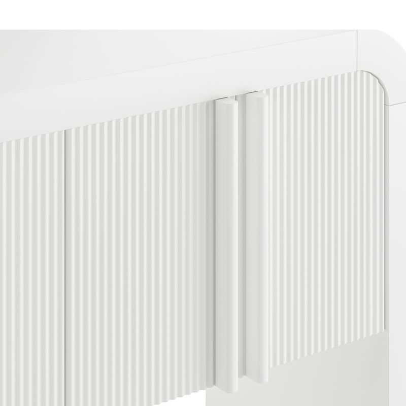 Credenza Weiß Mit Abgerundeter Ecke, Magnetischen Türen, Kippsicherung_voghion.com