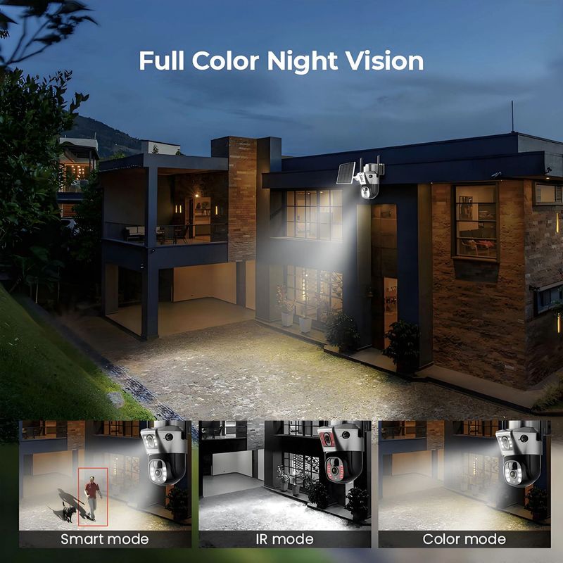 Solar 4G Dual-Lens Security Camera - Wireless 360° Panoramic Outdoor Monitoring (Remote Viewing Night Vision Motion Detection IP66 Waterproof)_voghion.com