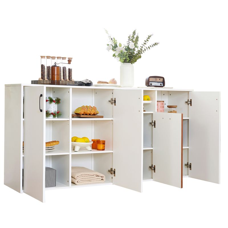 Credenza Weiß 160x80cm Freistehender Holzschrank Für Wohnzimmer_voghion.com