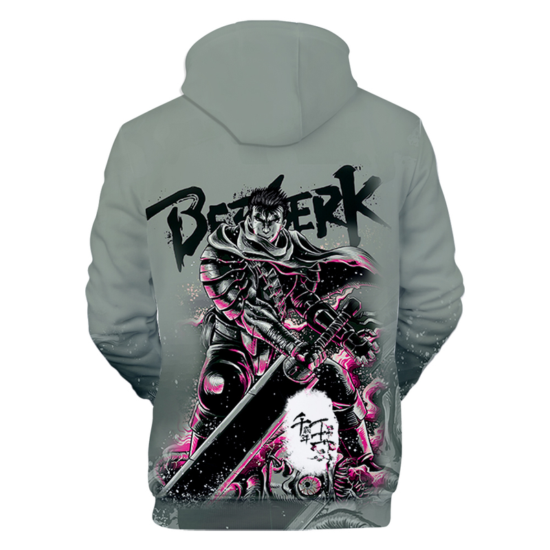 Felpe con cappuccio autunno 3D Comic Berserk Felpe da uomo Donna Pullover unisex Moda Felpa con cappuccio per bambini Casual Ragazzi Nero_voghion.com