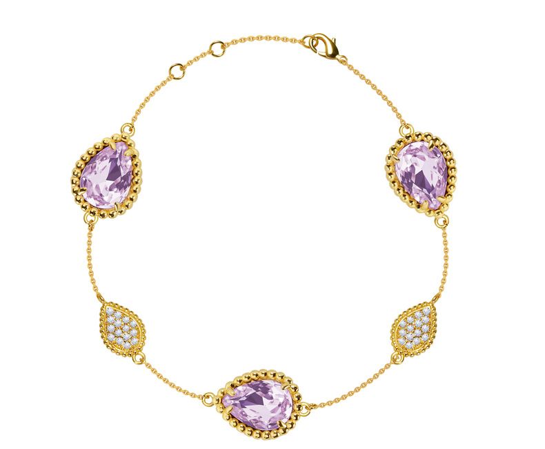 Bijoux pour femmes, bracelet en forme de larme, serti de griffes et de perles, pierres précieuses artificielles multicolores à facettes, style estival, bijoux exquis, bijoux à la mode_voghion.com
