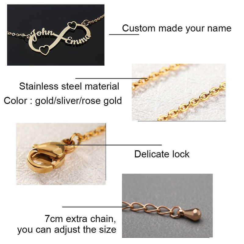 Collana con ciondolo personalizzata pronta all'uso per donna, catena in acciaio inossidabile personalizzata, collane con nome infinito, regalo di Natale_voghion.com