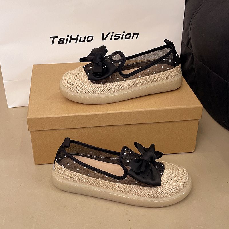 Evening Wind Single Shoes Women's Spring One-pedal Loafer Fisherman Shoes Thick-soled Breathable Mesh Doudou Shoes_voghion.com