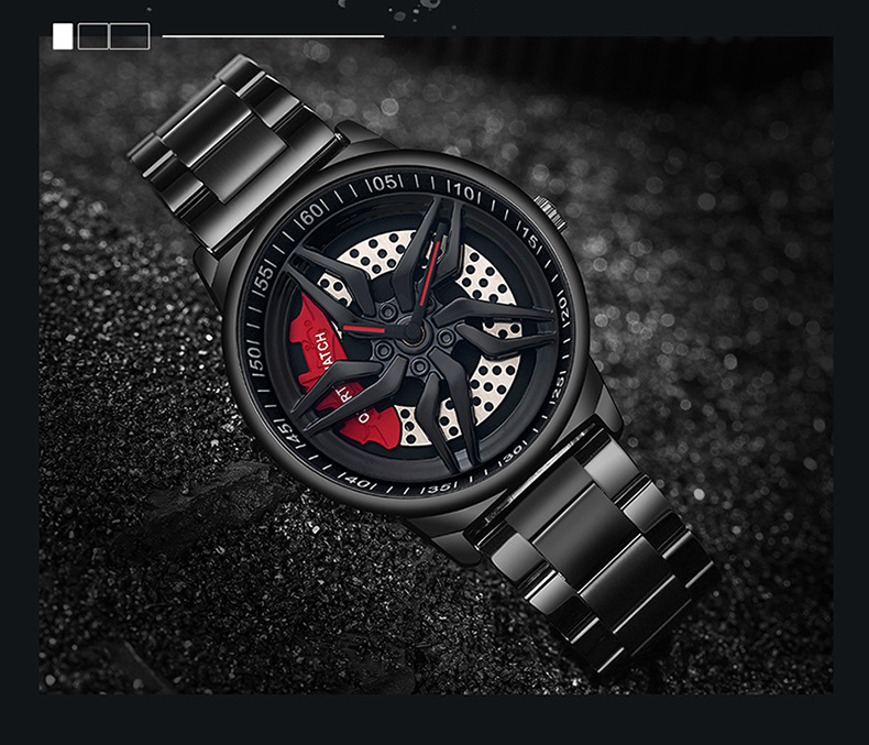 Cool Wheel Watch Fashion Business Men's Watch Personality Hollow Disc 1062 Steel Belt Quartz Watch_voghion.com
