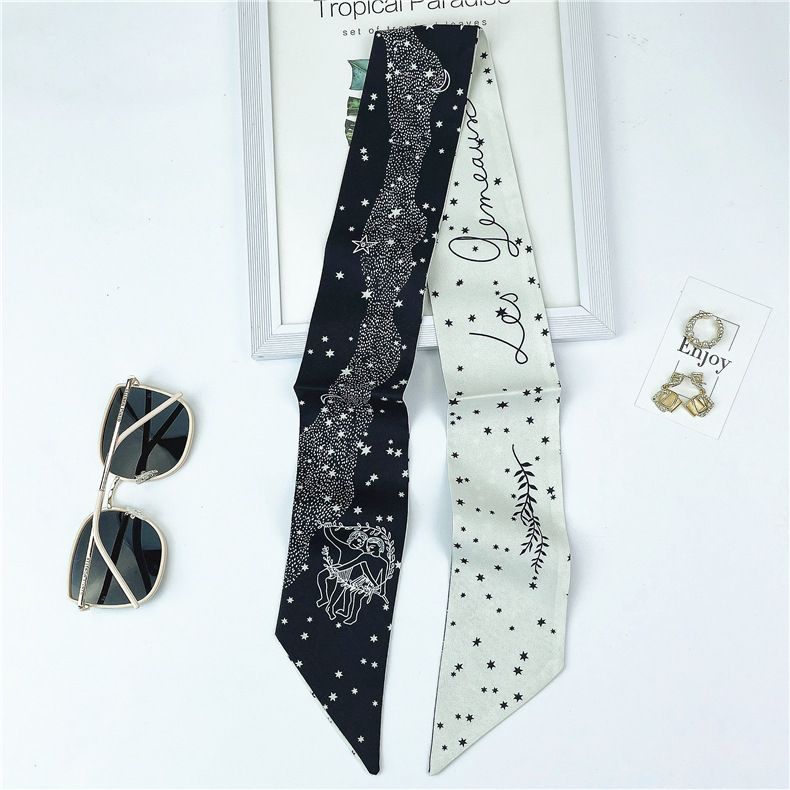 Frühling Herbst Mode Tarot Marke Zwölf Konstellationen Kleiner Schal für Frauen in Südkorea, Schmaler Langer Gestreifter Schal,_voghion.com