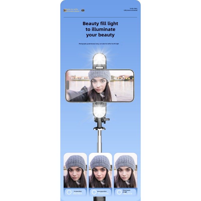Selfie stick new mobile phone holder travel handheld multi-function live broadcast shooting portable universal bluetooth vlog mini_voghion.com