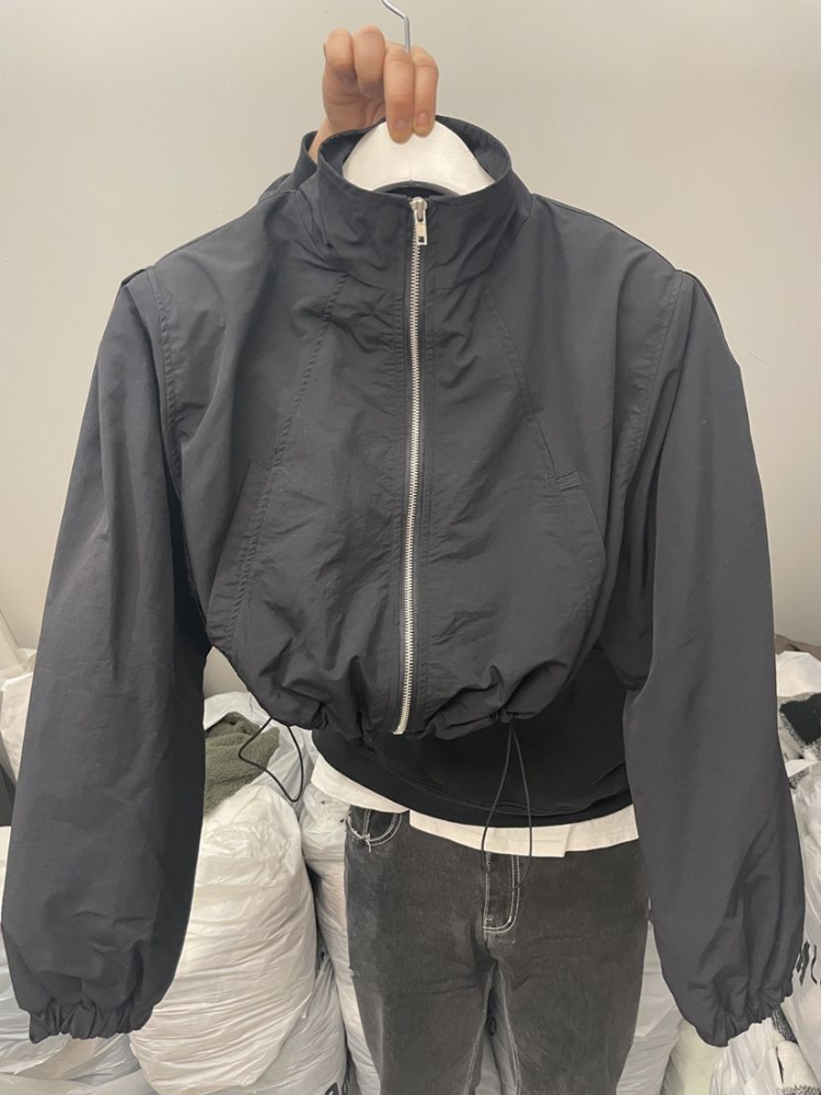Deeptown Gorpcore Vintage Kurzjacke Damen Haruku Fashion Oversize Short Track UV-blockierende Jacke Windjacke_voghion.com