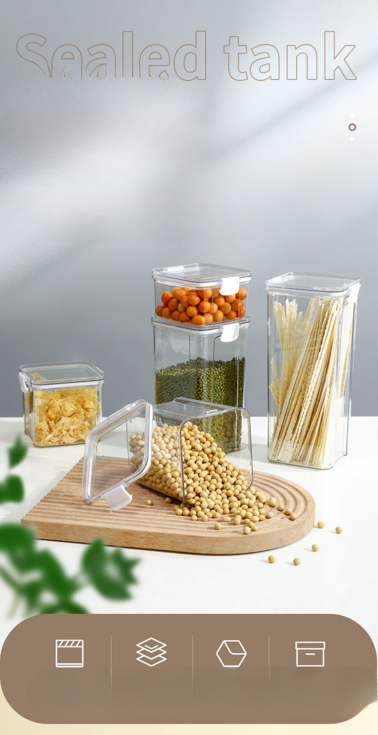 Sealed Food-Grade Container Kitchen Transparent Plastic Jar Grain Storage Box_voghion.com