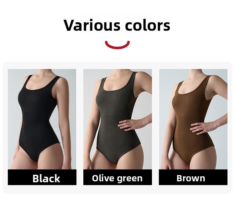 SKIMS Same Style BODYSUIT U-Neck Barely There Breathable Tummy Control Hip Lift Ribbed Triangle High Elastic_voghion.com