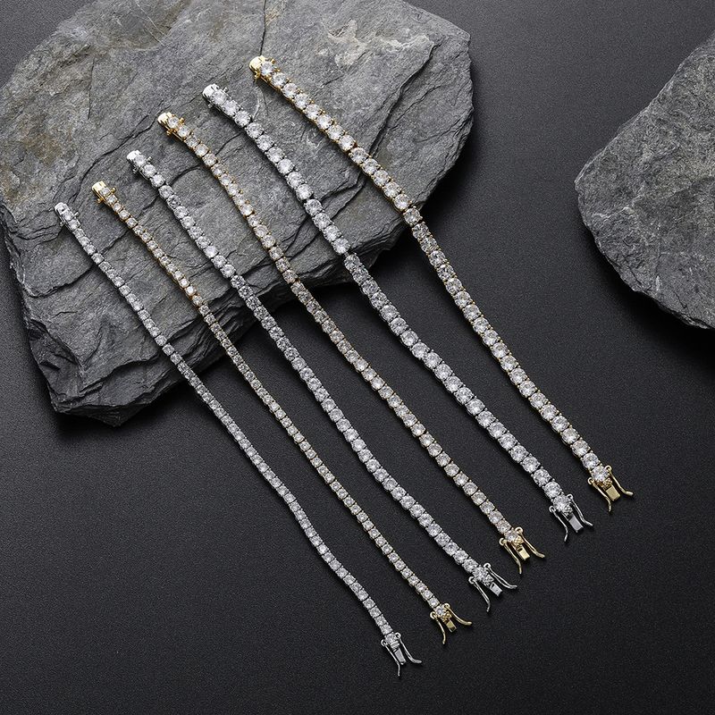 3MM 4MM 5MM Tennis Bracelet Hip Hop Jewelry Copper Style Micro Inlaid Zircon Single Row Zircon Bracelet_voghion.com