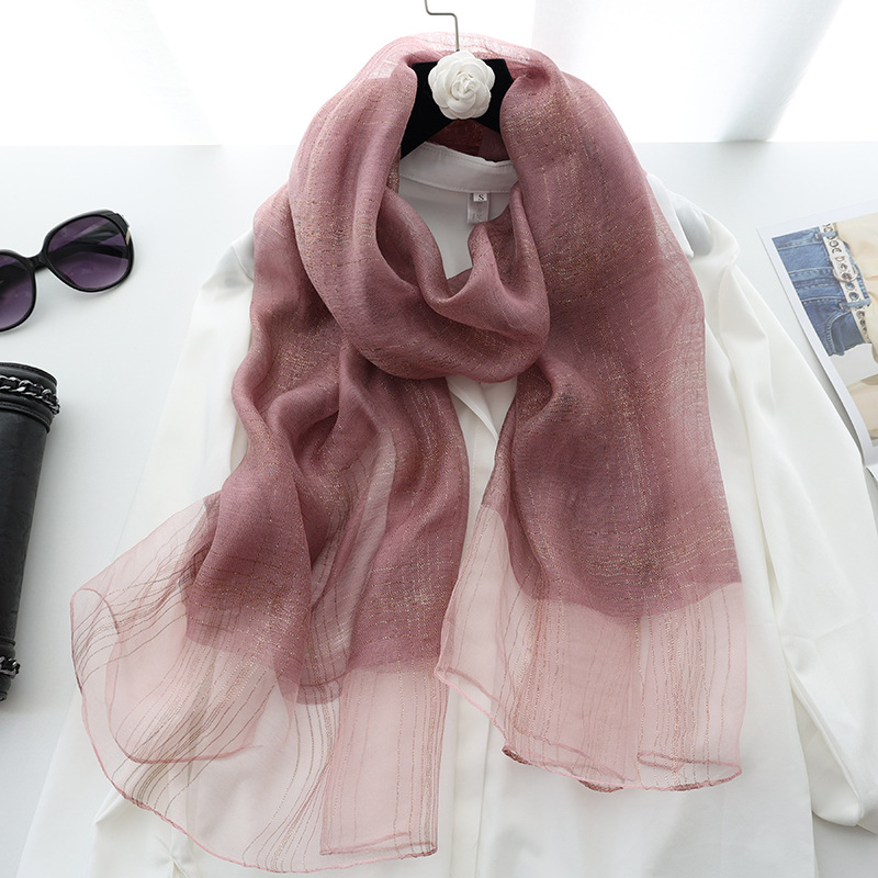 r autumn and winter new version of silk blended scarf female mulberry silk gold and silver silk long shawl dual-use silk scarf_voghion.com