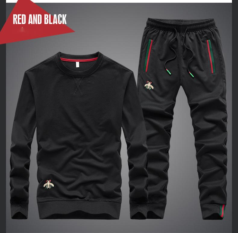 2023 novo conjunto de primavera moda masculina bordado pequena abelha conjunto masculino_voghion.com