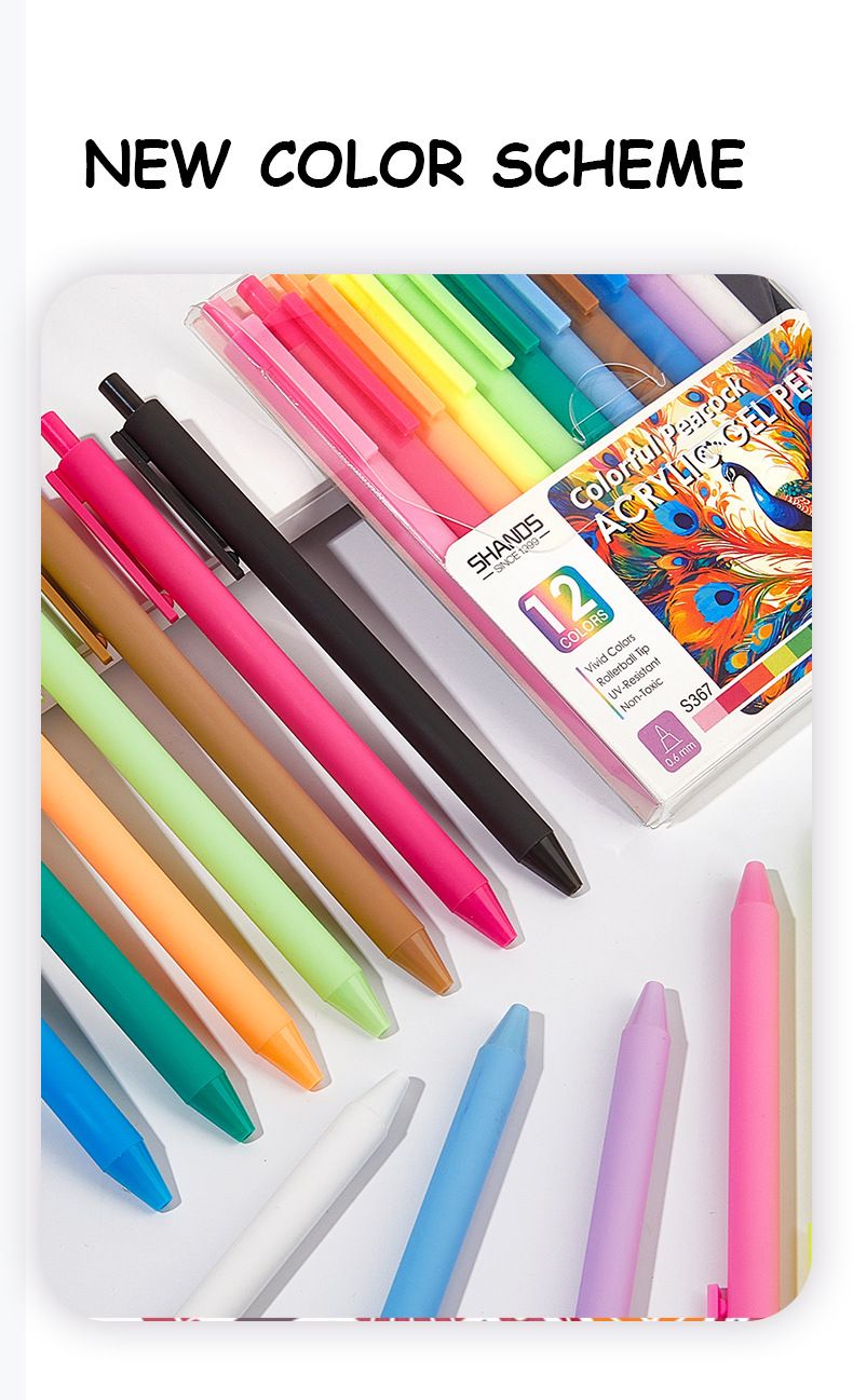 Marqueurs acryliques S367 pour enfants – Pointe fine de 0,6 mm, anti-bavures, couleurs vives pour le dessin, le bricolage et la journalisation (lot de 12)_voghion.com