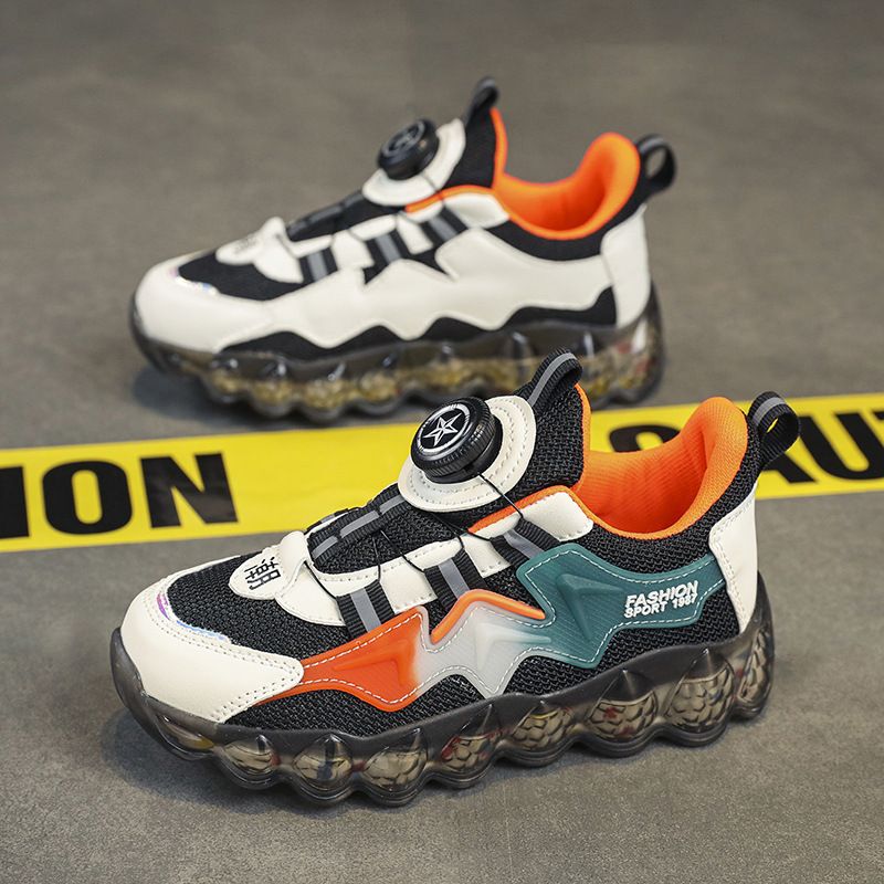 Boys' Sports 2025 Spring And Autumn Breathable New Rotating Buttons, Dad's Mid Size Children's Shoes, Soft Soles, Trendy_voghion.com