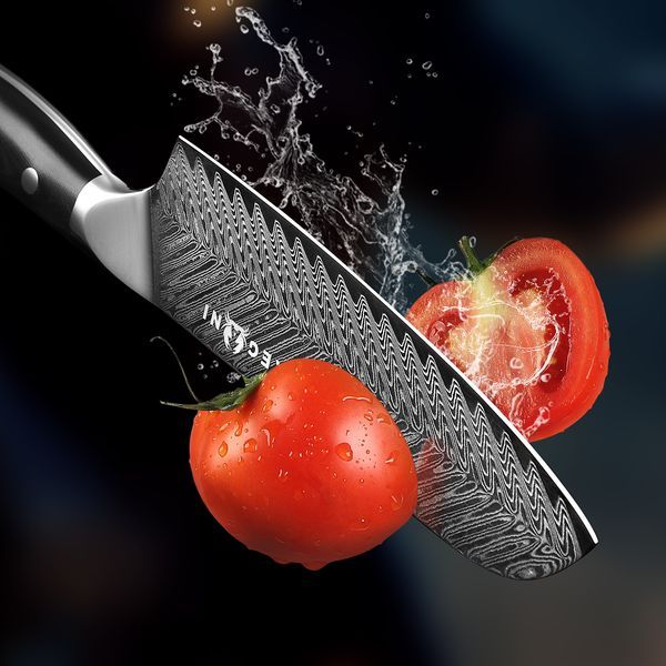 Kegani Santoku Knife 7 Inch Japanese Santoku Knife, 73 Layers AUS-10 Damascus Japanese Knife, FullTang G10 Handle Damascus Santoku Knife With Case &_voghion.com