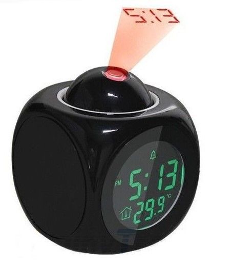 Sveglia con proiezione LED multifunzionale con annuncio vocale, display digitale per camera da letto e ufficio_voghion.com