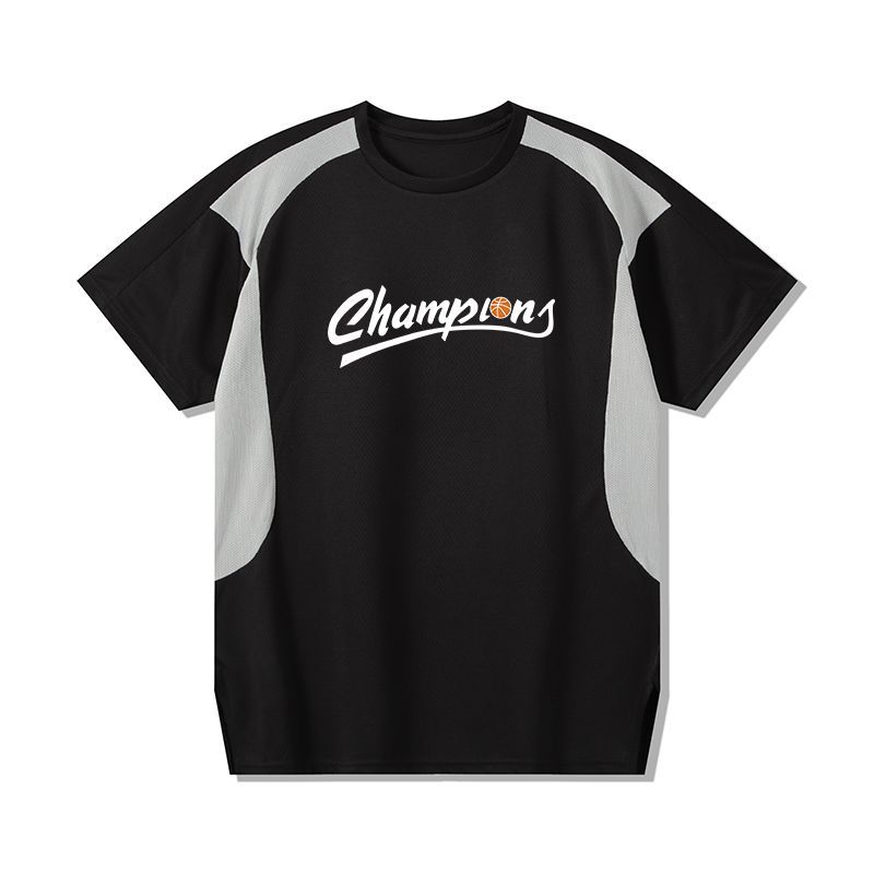 Color Block Summer American Basketball Patchwork Short Sleeve Shooting Quick-Dry Training Sports Breathable Fiery Loose_voghion.com