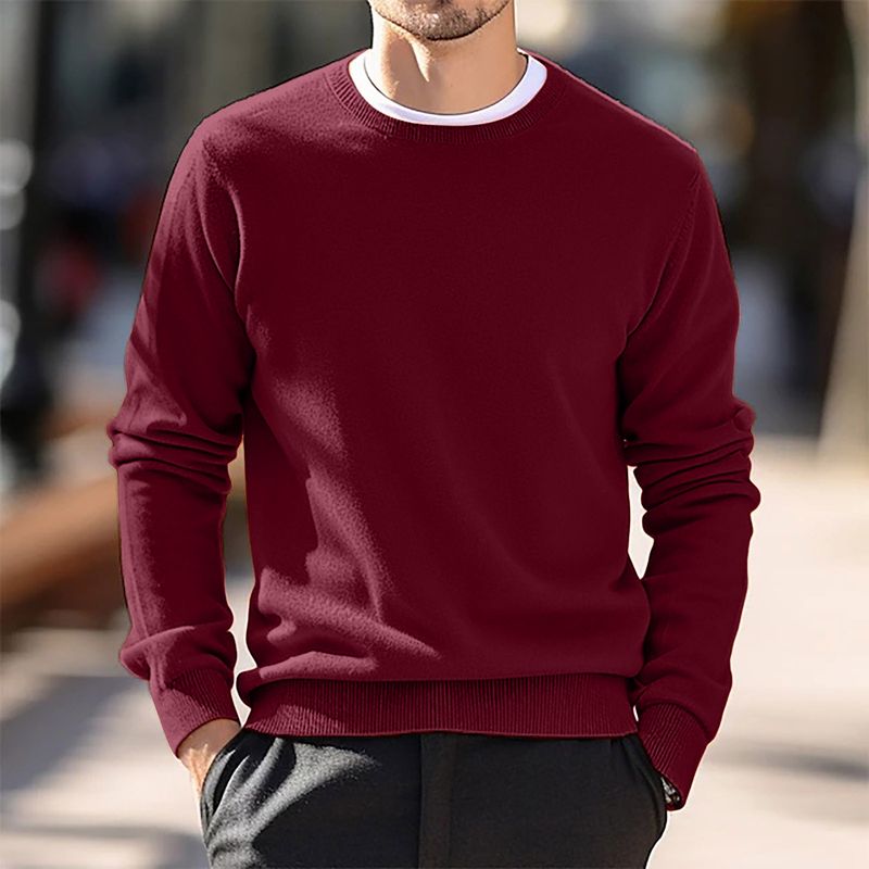 Maglione sottile da uomo lavorato a maglia con scollo rotondo, nuovo autunno e inverno_voghion.com
