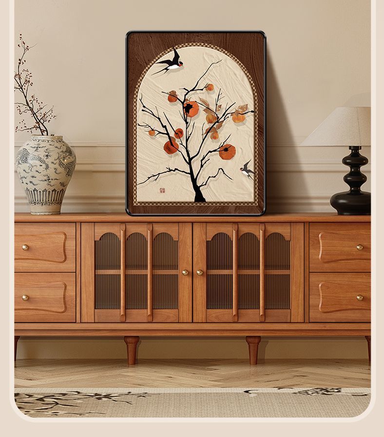 Vintage Style Persimmon Ruyi Living Room Decorative Painting TV Surface Ornament Good Meaning Entrance Hallway Cabinet_voghion.com