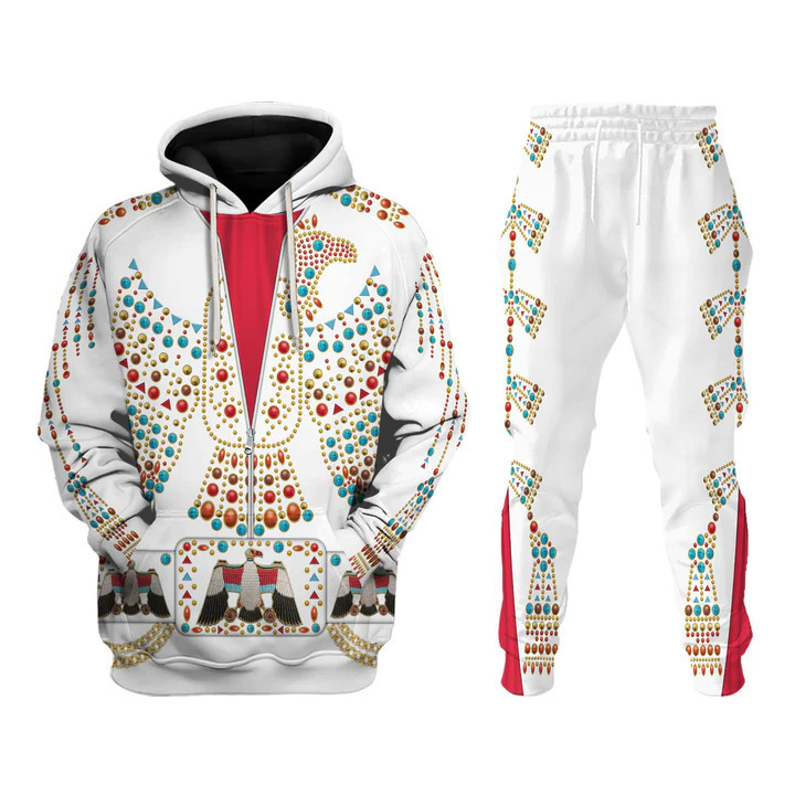 2023. aasta populaarne inimene Elvis Presley EIS esinemiskostüüm, COS kampsun, kapuuts, pikad püksid, meeste ja naiste_voghion.com