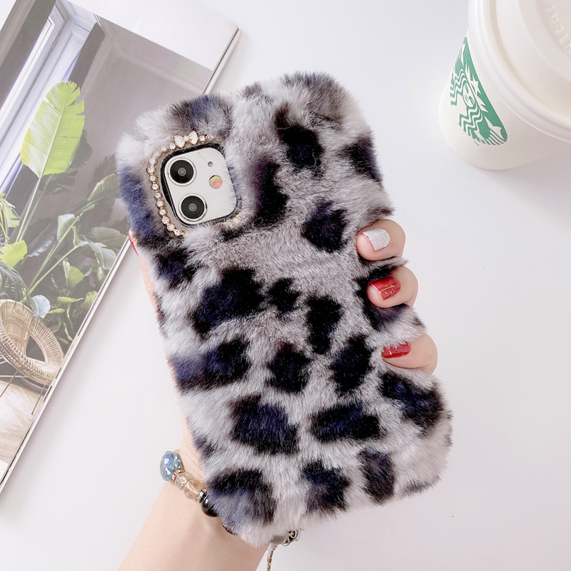 Plush leopard print suitable for iphone13promax Apple 12/11 mobile phone case XS/XR girl 78plus soft case_voghion.com
