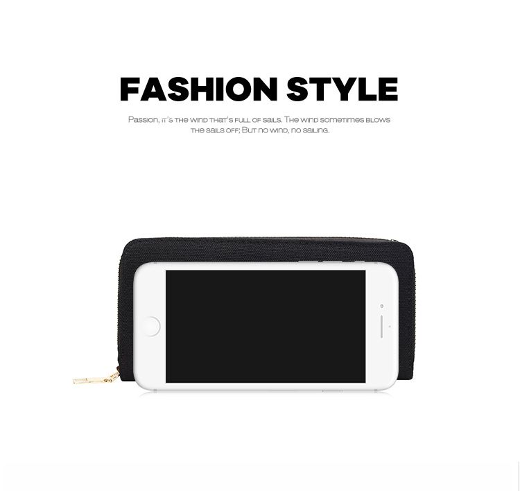 Women’s Bags Canvas Printed Hand Held Coin Purse Portable Mobile Phone Bag Zipper Large Capacity Women's Wallet_voghion.com