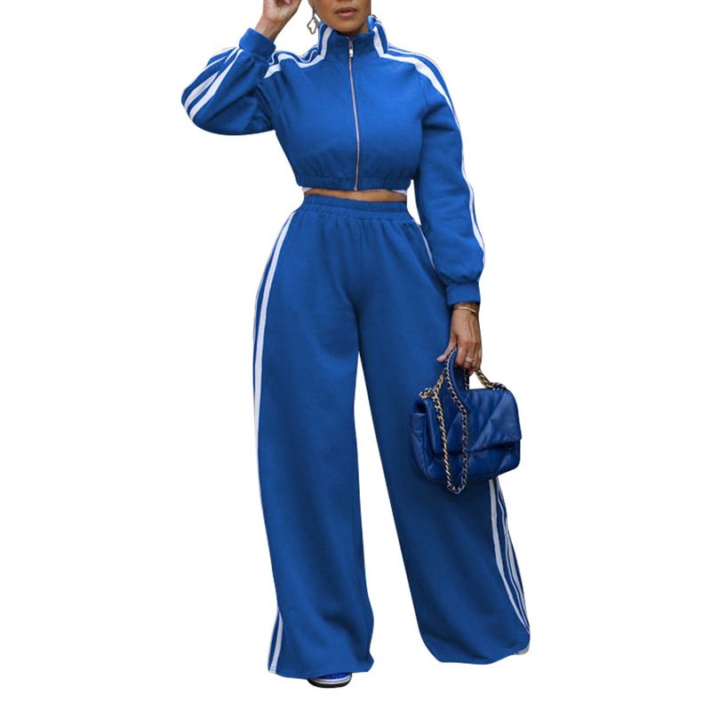 Streetwise Stripe Zip-Up Jacket & Jogger Set - Edgy Athleisure For Urban Explorers (S-XXL, Grey/Black/Red/Blue)_voghion.com