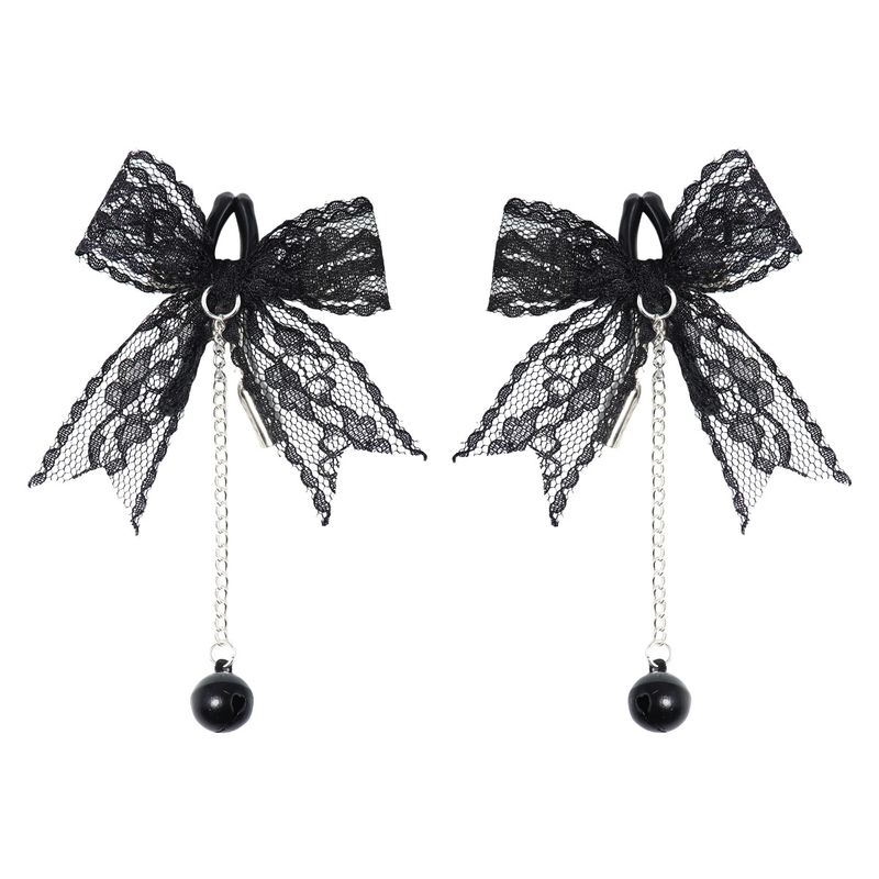 White Lace Bow Bell Anal Plug Erotic SM Flirting Stimulating Nipple Clamps Vaginal Clips_voghion.com