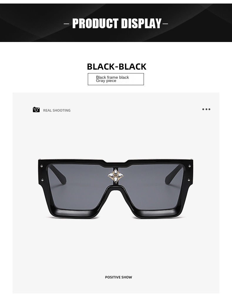 Neue Mode-Sonnenbrille mit großem Rahmen, europäische und amerikanische einteilige Sonnenbrille mit quadratischem Rahmen, Herren- und Damen-Persönlichkeits-Diamant-Reis-Nagel-Sonnenbrille_voghion.com