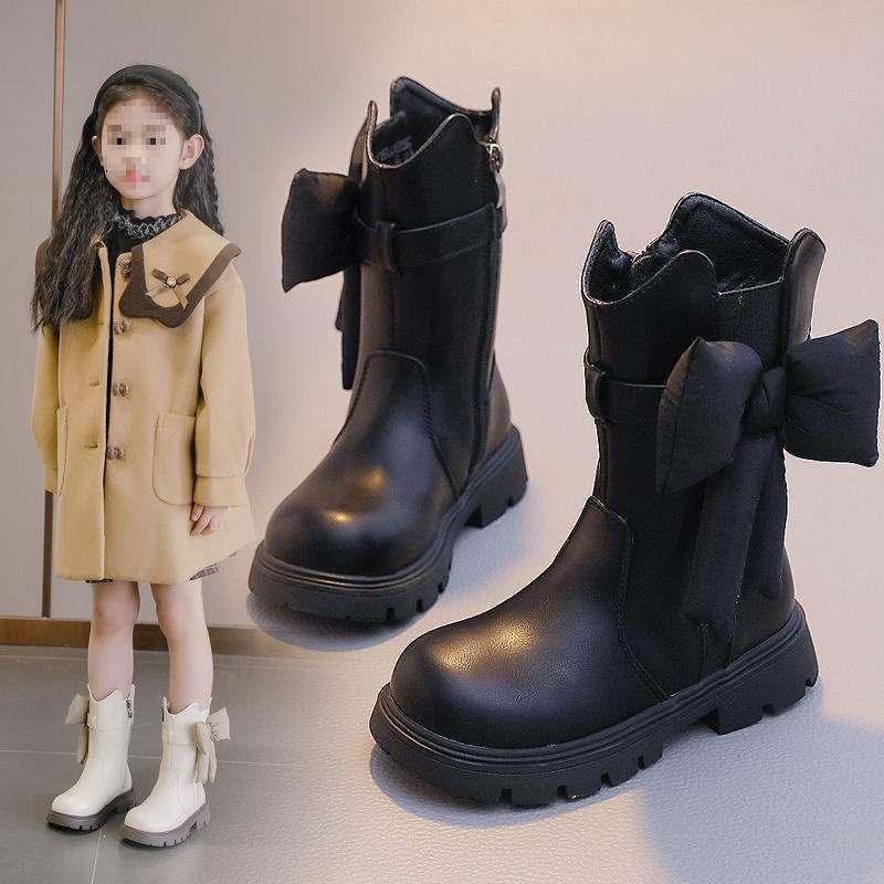 Mädchen Schuhe Kinder Mitte-Kalb Lange-Kalb Hohe-Kalb Leder Stiefel 2025 Herbst Neue Stil Fleece-Gefüttert Winter Baby_voghion.com