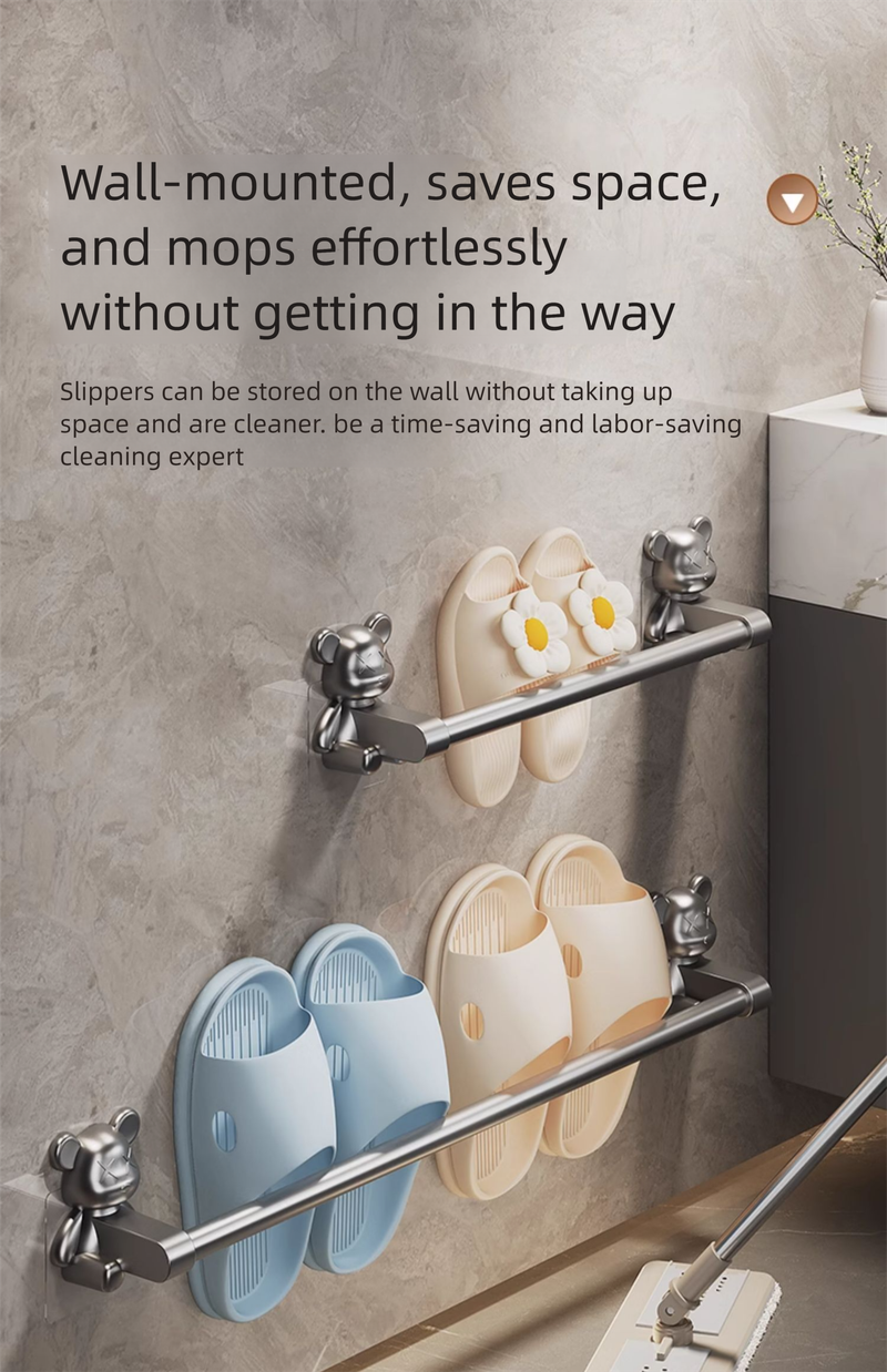 Bathroom No-Drill Slipper Toilet Storage Wall-Mounted Drainage Rack Shoe Organizer Magic Tool_voghion.com