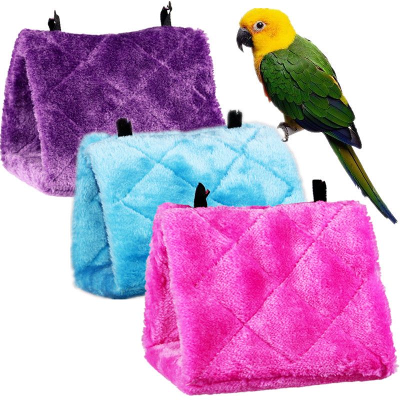 Fashion Pet Bird Cages Warm Parrot Hammock Soft Plush Birds Nest Hut Tent Bed Hanging Cave For Sleeping And Hatching Shed House_voghion.com