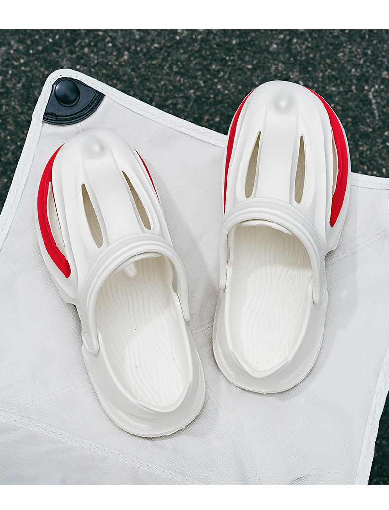 Trou de chaussures avec requin à bec une sensation de marcher sur les excréments, chaussures d'été de plage à semelles souples pour hommes augmentant la hauteur,_voghion.com
