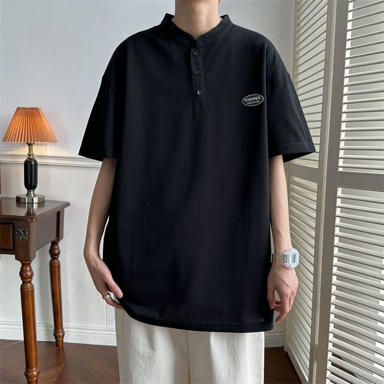 Trendy Five Sleeve Hong Kong Style Fashionable Men's Polo Shirt, Youthful Fashion Trend, Lazy Summer_voghion.com