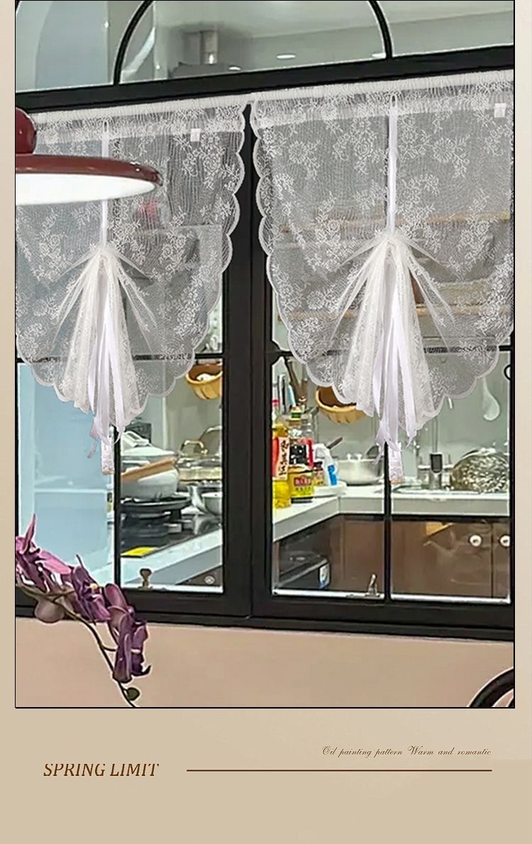 Elegant Lace Door Curtains For Living Room - Modern Sheer Polyester Panel With Floral Pattern White, Clip-On Rod Pocket Design_voghion.com