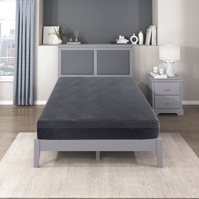 11inch Queen Mattress Green Tea Gel-Infused Memory Foam Mattress, Gray, Mattress In A Box_voghion.com