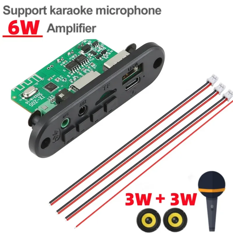 5V DC Wireless Bluetooth DIY MP3 Decoder Board 6W 10W Amplifier Handsfree Music Player Car FM Radio Module TF USB 3.5mm_voghion.com