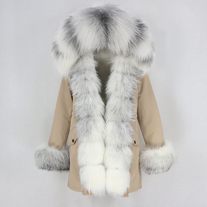 Women's Clothing hot sale winter parka for women with detachable fox fur collar lining fashionable warm ladies mid length coat_voghion.com