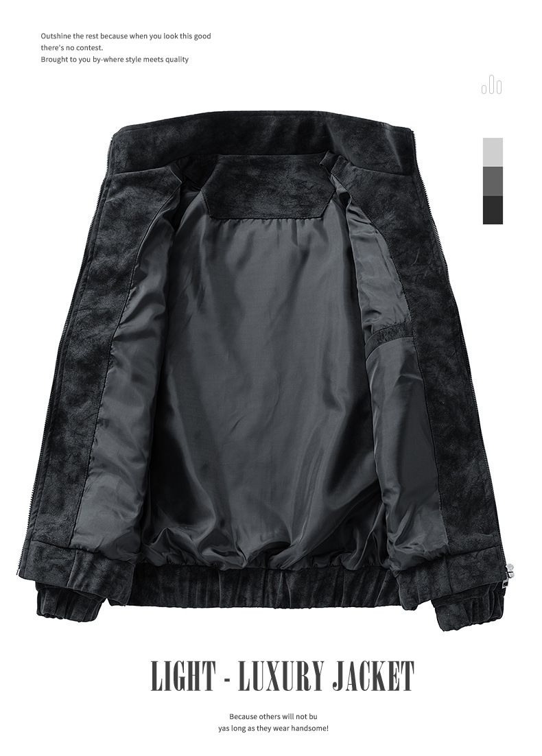Giacca in pelle scamosciata effetto invecchiato da uomo Giacca vintage effetto pelle scamosciata effetto invecchiato - Cappotto in similpelle retrò con collo alto (grigio, nero, marrone)_voghion.com