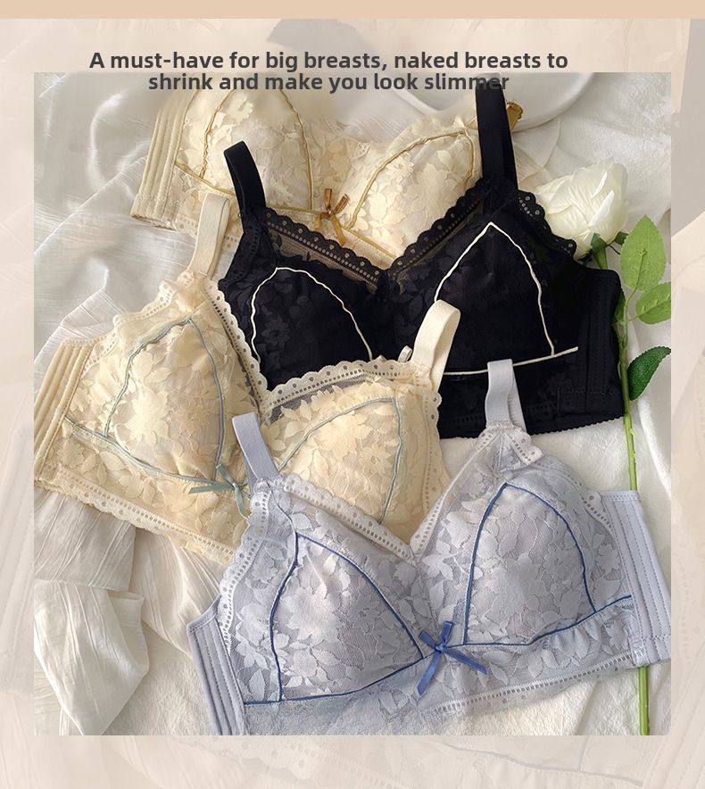 Women's Large Chest Shiny Underwear Ultra-thin No Negative Circle Large Size Breast Reduction Accessory Breast Anti-sagging Adjustable Push-up Bra_voghion.com