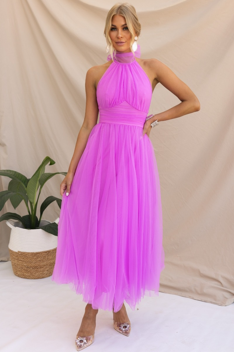 K New Style Choker Mesh High-neck Dress; Casual Holiday Dress._voghion.com