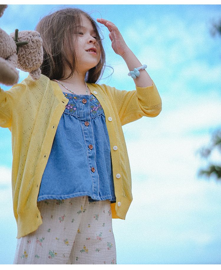 "Breathable Knit Cardigan For Girls – Lightweight Summer Cover-Up With Hollow Design & UV Protection"_voghion.com