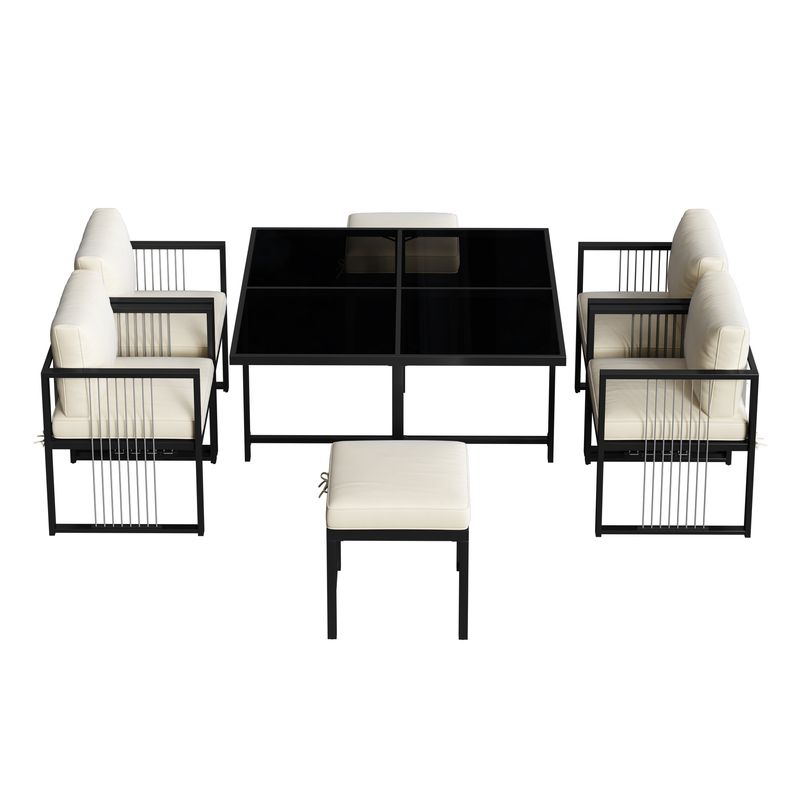 Set da 7 posti per esterni per 6 persone, tavolo con superficie in vetro_voghion.com